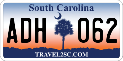 SC license plate ADH062
