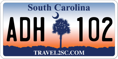 SC license plate ADH102