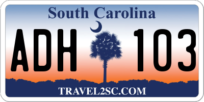 SC license plate ADH103