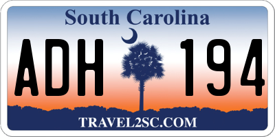SC license plate ADH194