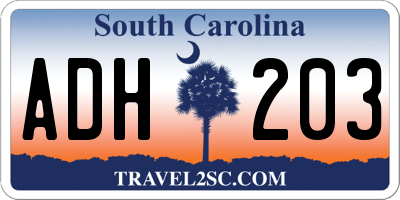 SC license plate ADH203