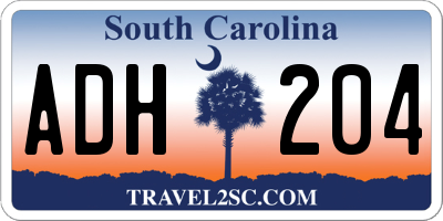 SC license plate ADH204