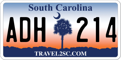 SC license plate ADH214