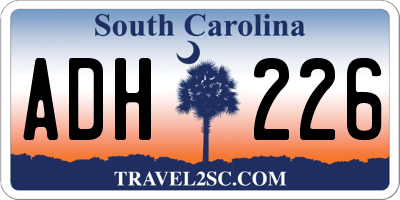 SC license plate ADH226