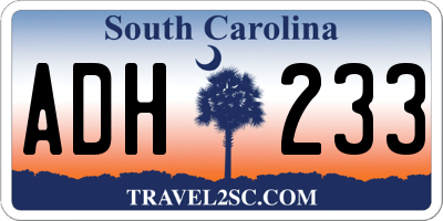 SC license plate ADH233