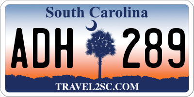 SC license plate ADH289
