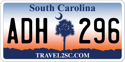 SC license plate ADH296