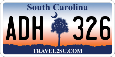 SC license plate ADH326