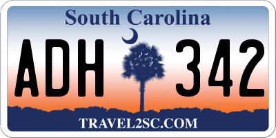 SC license plate ADH342