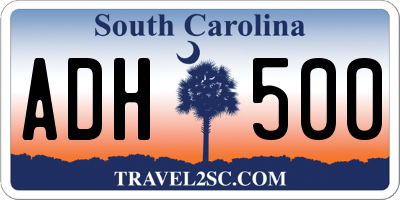 SC license plate ADH500