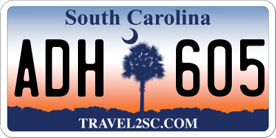 SC license plate ADH605