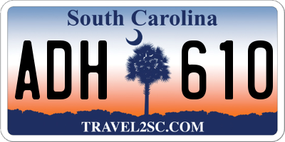 SC license plate ADH610