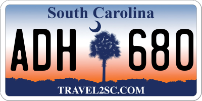 SC license plate ADH680