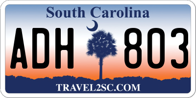SC license plate ADH803