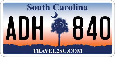 SC license plate ADH840