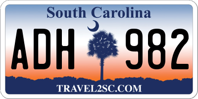 SC license plate ADH982