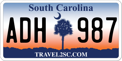 SC license plate ADH987
