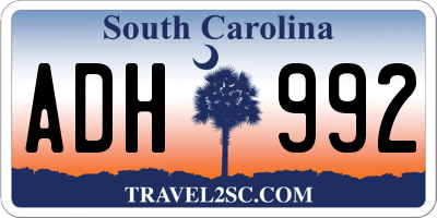 SC license plate ADH992
