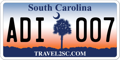 SC license plate ADI007