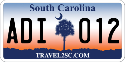 SC license plate ADI012