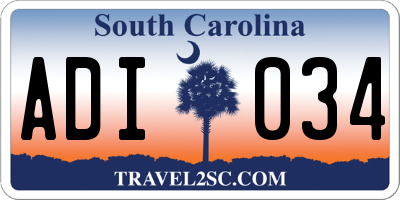 SC license plate ADI034
