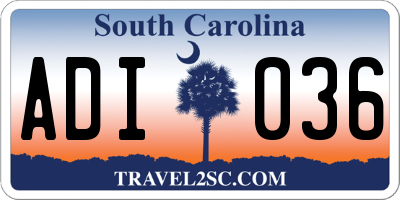 SC license plate ADI036