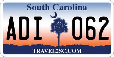 SC license plate ADI062