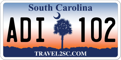 SC license plate ADI102