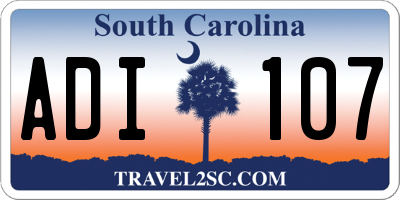SC license plate ADI107