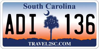 SC license plate ADI136
