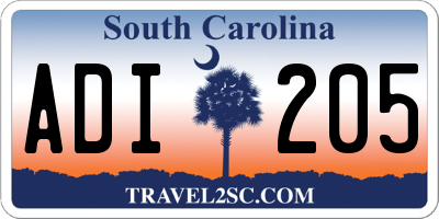 SC license plate ADI205