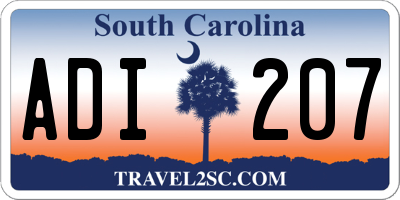 SC license plate ADI207
