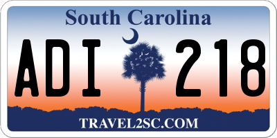 SC license plate ADI218