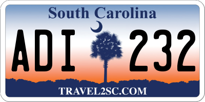 SC license plate ADI232