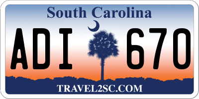 SC license plate ADI670