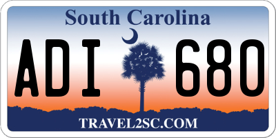 SC license plate ADI680