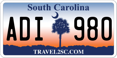 SC license plate ADI980