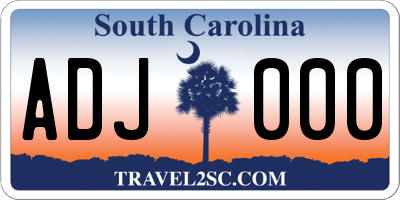 SC license plate ADJ000