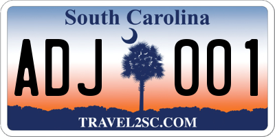 SC license plate ADJ001