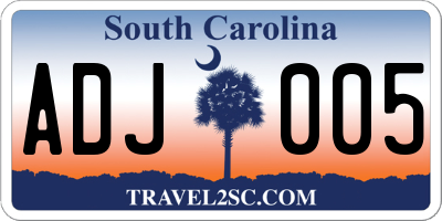 SC license plate ADJ005