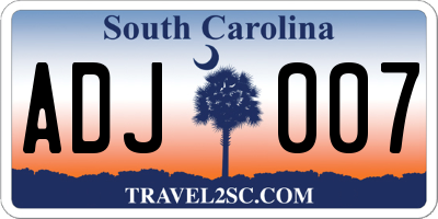 SC license plate ADJ007