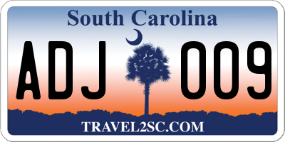 SC license plate ADJ009