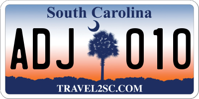 SC license plate ADJ010