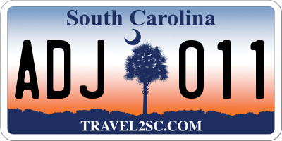 SC license plate ADJ011