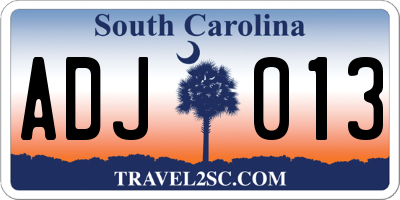 SC license plate ADJ013