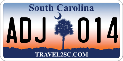 SC license plate ADJ014