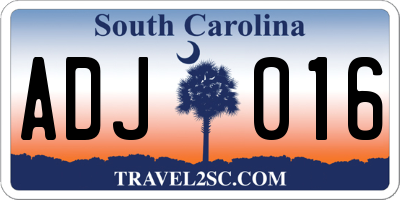 SC license plate ADJ016