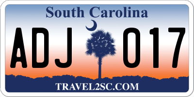 SC license plate ADJ017