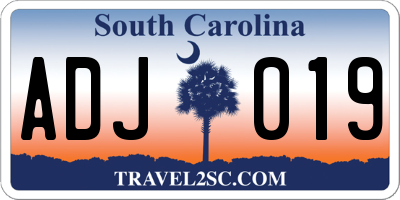 SC license plate ADJ019