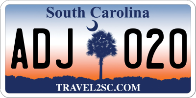 SC license plate ADJ020